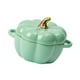 thumbnail image 2 of Cuenco de cerámica con forma de calabaza, olla con forma de calabaza para cocinar con tapa para fiestas en casa o en la cocina. Verde, 2 of 8
