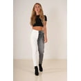 thumbnail image 3 of HLSOHJP New White and Grey Stitched Jeans For Women Fashion High Waist Denim Straight Pants Street Trendy Trousers S-2XL Drop ship, 3 of 5