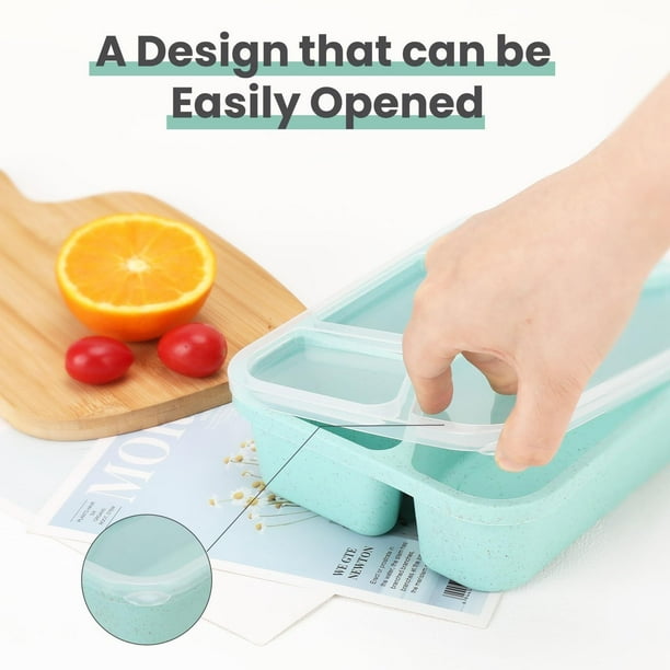 Lot De 4 Boîtes à Goûter Bento à 5 Compartiments, Boîtes à Déjeuner Empilables Pour Enfants Et Adultes, Réutilisables En Paille De Blé Pour L' école, Le Travail Et Les Voyages