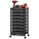 thumbnail image 1 of Carrito de almacenamiento SYKIARIOL de 8 cajones con tapa de madera, negro, 1 of 7