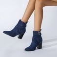 thumbnail image 2 of Bottes à Talon Épais en Daim Carré Chaussures pour Femmes Filles, 2 of 4