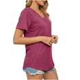 thumbnail image 4 of yillto Womens V Neck Shirts Basic Short Sleeve Loose Solid Color Summer Soft Comfy Casual Tshirts, 4 of 7