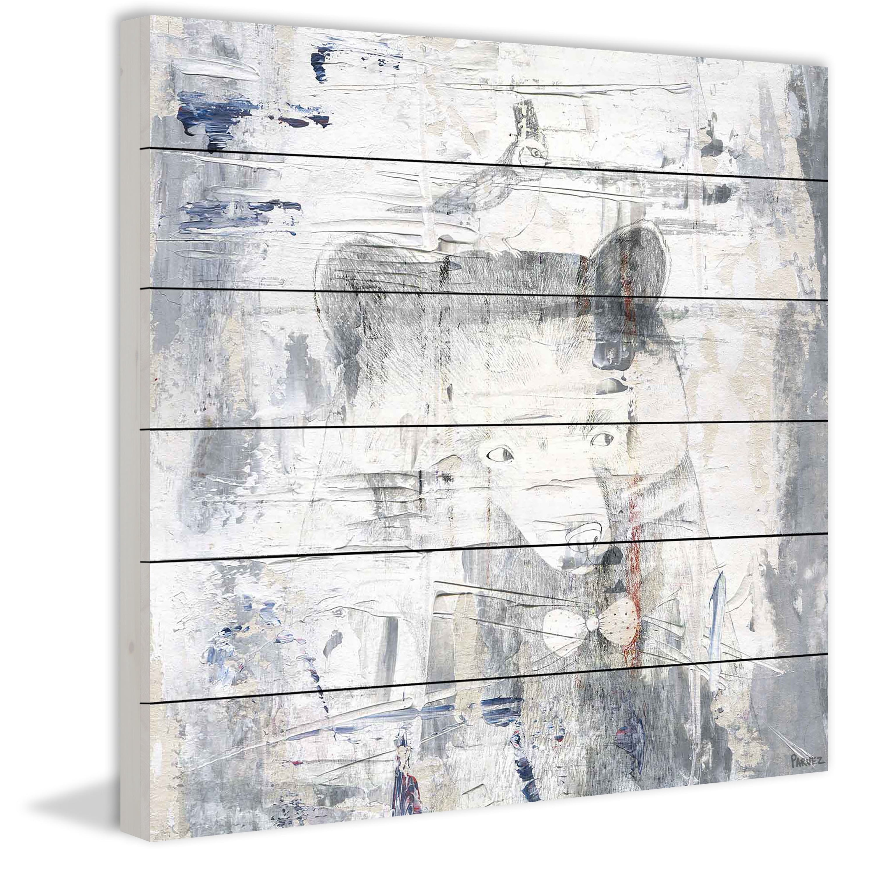 Dizzy Bear Painting Print on White Wood