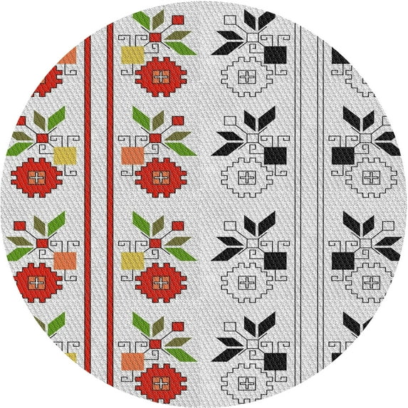 Ahgly Company Indoor Round Patterned Pearl White Beige Novelty Area Rugs, 8' Round