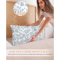 thumbnail image 5 of Light Blue Flower Satin Pillowcase for Hair and Skin with Zipper, Soft Breathable Cooling Silk Pillow Cases, Vintage Farmhouse Boho Leaf Spring Throw Pillow Covers King Size 20"x36" Set of 2, 5 of 6