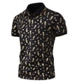 thumbnail image 3 of CEHVOM Fashion Men's Collar Top Stand Collar Print Short Sleeve Button Matching Summer, 3 of 6