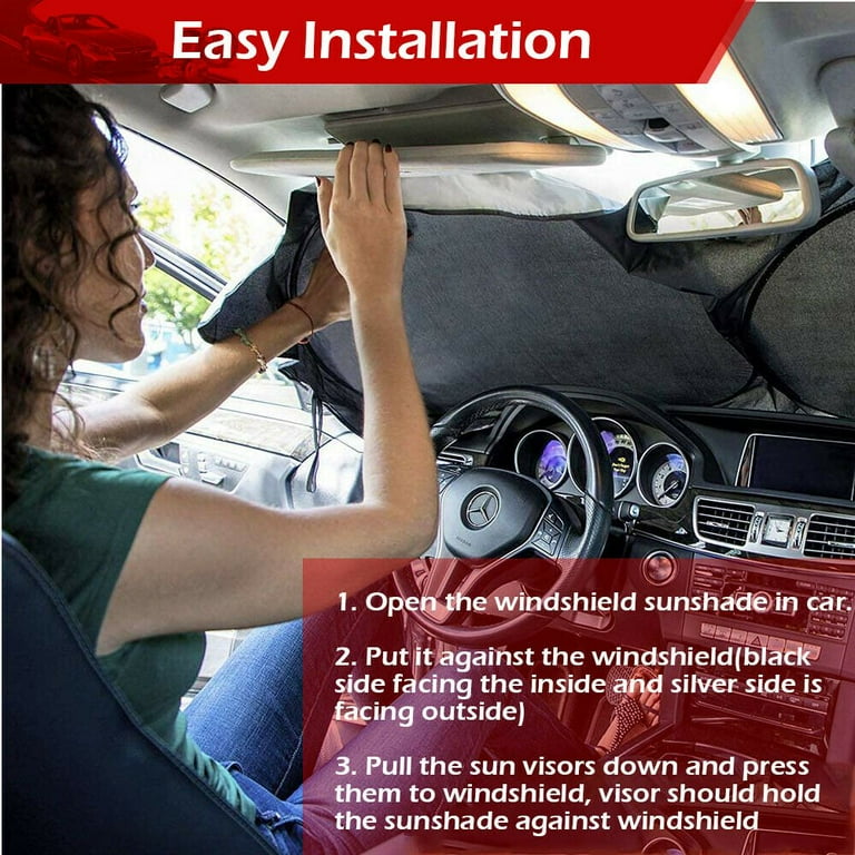 Automotive Window Sunshades Jumbo Foldable Windshield Sun Shade &ndash; Blue Foil, Fits Most Cars, Trucks &amp; SUVs Car Windshield Cover