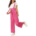 thumbnail image 4 of INSPIRE CHIC Women's Button Front High Waist Belted Straight Fit Overall Jumpsuit XS Rose Red, 4 of 6