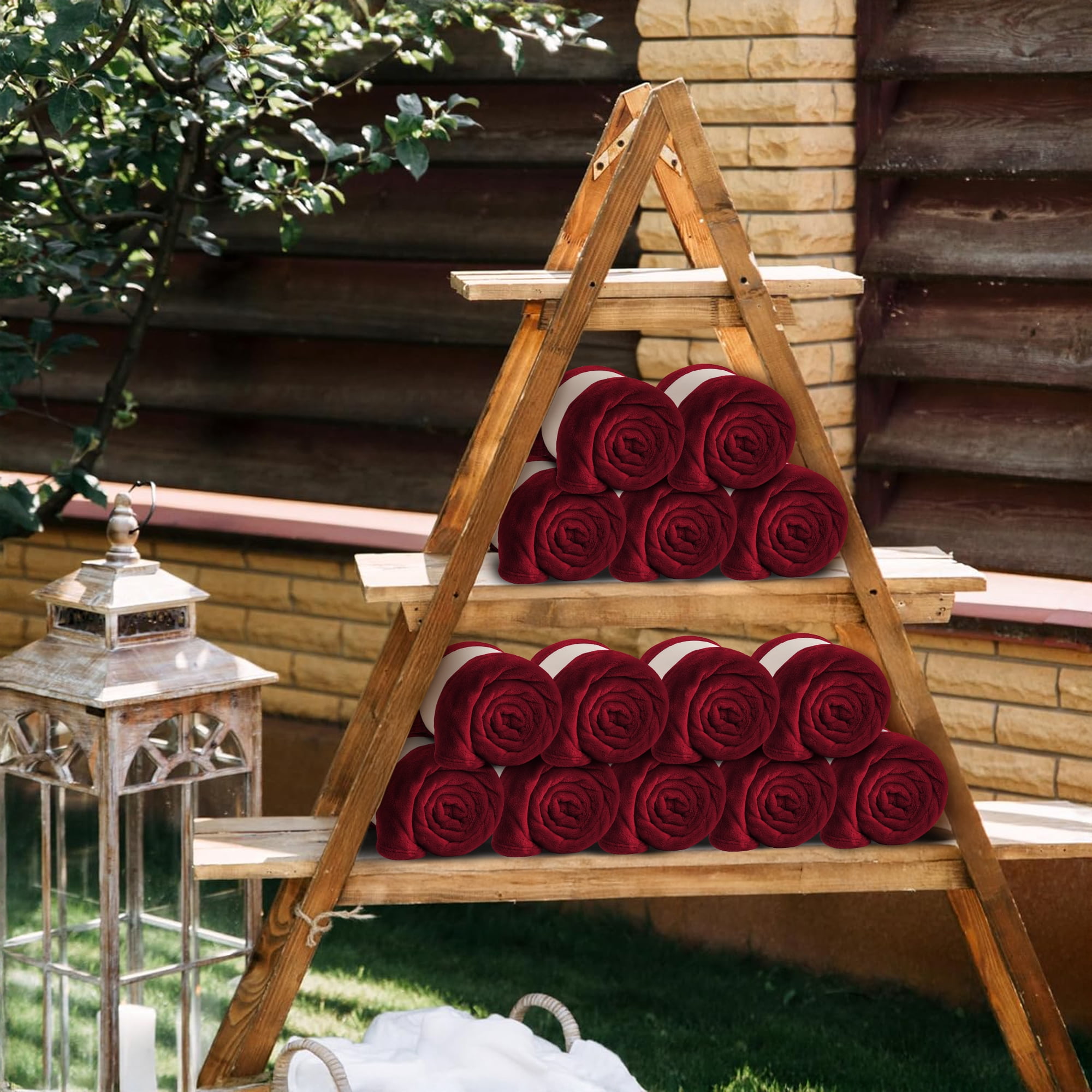 Moonlight20015 Wholesale Fleece Queen Blankets 10-Packs All-Season Soft Plush Throw for Charity, Shelter, & Home Washable, Lightweight & Cozy Burgundy (90"x90")