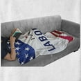 thumbnail image 5 of Labour Day Soft Flannel Fleece Throw Blanket, Waving Flag with Calligraphy, Cozy Plush for Indoor and Outdoor Use, 70" x 90", White Multicolor, by Ambesonne, 5 of 5