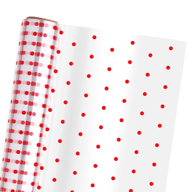 TOYANDONA 1Pc Clair Cellophane Wrap Rouleau 3000X40cm Rouge Points Transparent Rouleau De Papier D Pour Paniers Entravent Cadeau Fleur