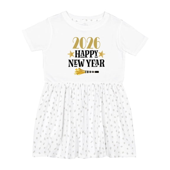 Inktastic 2026 Happy New Year Girls Toddler Dress