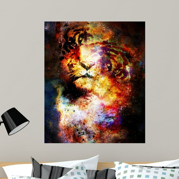 Magical Multi-color Space Tiger Wall Mural Wallmonkeys Peel and Stick Graphic (36 in H x 30 in W) WM502678