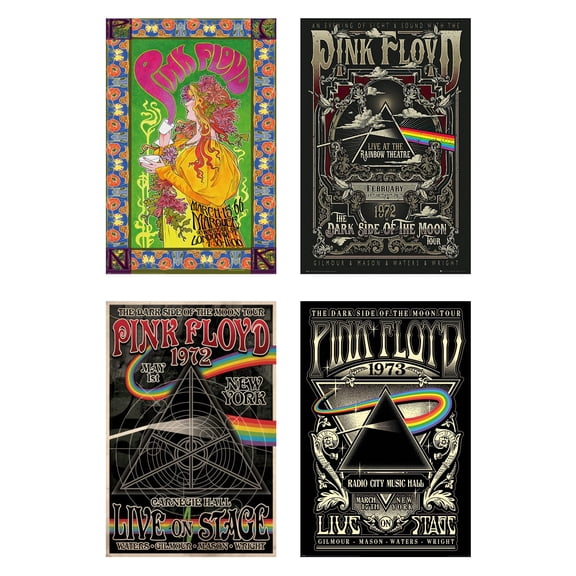 Pink Floyd - 4 Piece Music Poster Set (Dark Side Of The Moon - Tour Promo Adverts) (Size: 24" x 36" each) (Unframed Posters)