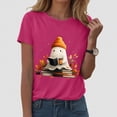 thumbnail image 2 of TOWED22 Halloween Teacher Shirts for Women Groovy Read More Books Ghost T-Shirt Short Sleeve Halloween Party Tee Tops(Hot Pink,L), 2 of 5