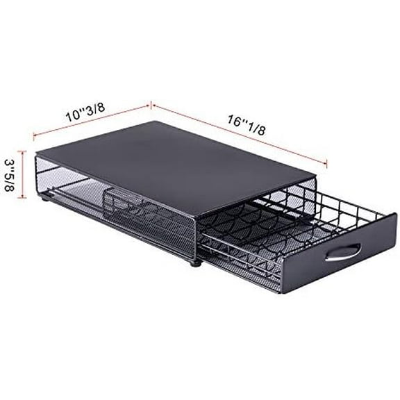 Vertuo Pod Holder Storage Drawer for Nespresso Vertuo Capsule Organizer Drawer Tray with Mesh Shelves for Nespresso Vertuo Holder Black Metal (40 Pods Capacity)