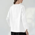 thumbnail image 4 of Linen Shirt for Women Breathable Tops Loose Crewneck Tops Womens Daily T Shirts Summer Shirts for Women 2026 White 3XL, 4 of 5