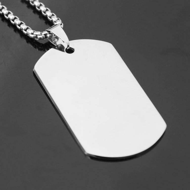 Men's Stainless Steel Silver Plated Strips Dog Tag Necklace – Klandestine  Fashions