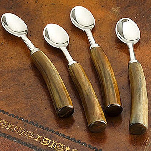 Godinger 9153 Brown Horn Spoons Set of 4