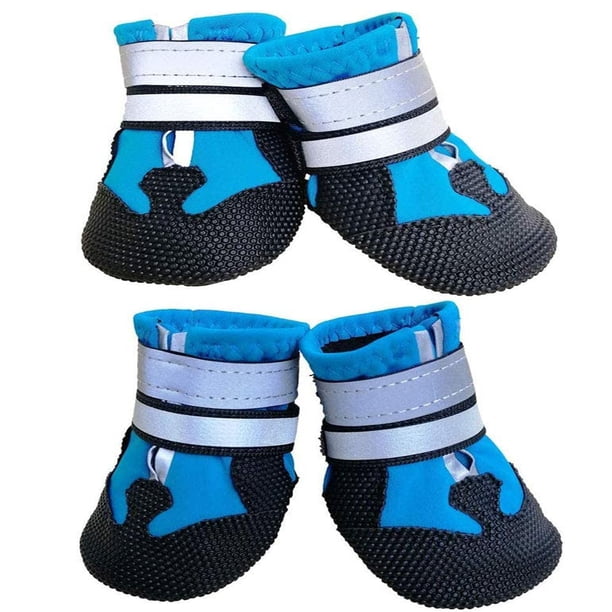 Zapatos para perros, juego de 4, impermeables, antideslizantes, zapatos para nieve profunda, protección para las patas con banda reflectante, cierre de velcro, zapatos para la lluvia, botas para
