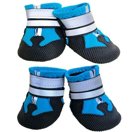 Dog Shoes Set Of 4 Waterproof Non-Slip Dog Snow Shoes Paw Protection With Reflective Band Velcro Rain Shoes Dog Boots For Small Dogs