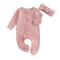 thumbnail image 1 of Suéter de punto Romper MozikQin para bebé niña recién nacida, color rosa, 1 of 7