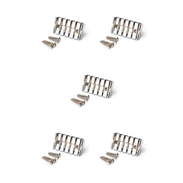 Greeniant Puente de guitarra sin cabeza con tuerca de bloqueo Principiantes Repuestos de bajo de precisión Práctica Estudiantes Instrumento musical Plata Plata 5piezas Greeniant CBP235317