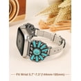 thumbnail image 3 of Wearlizer Leather Band Compatible with Apple Watch Band Women 38/40/41/42/44/45/49mm, Boho Western Vintage Turquoise Ethnic Antique Style Strap for iWatch Series Ultra 2 SE 9 8 7 6 5 4 3 2 1, 3 of 7