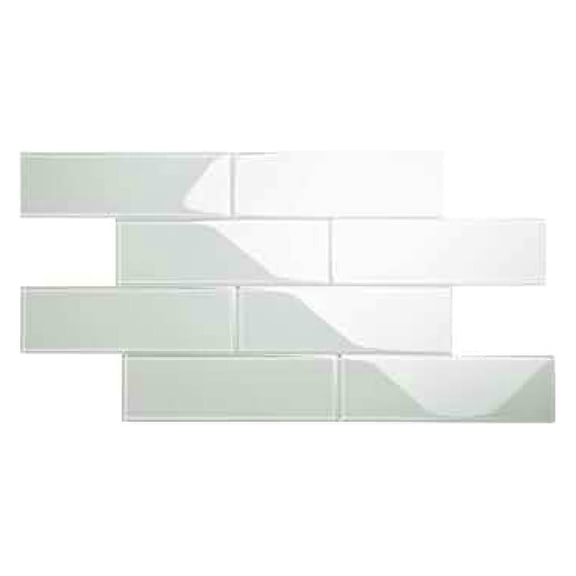 Glass Subway Backsplash Tile, 4x12, Light Gray