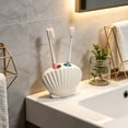 thumbnail image 6 of chaungfeng Ceramic Shell Toothbrush Holder, White Seashell Design with 2-Slot, Modern Toothbrush Organizer, Decorative Stand for Bathroom Sink and Countertop (White), 6 of 6
