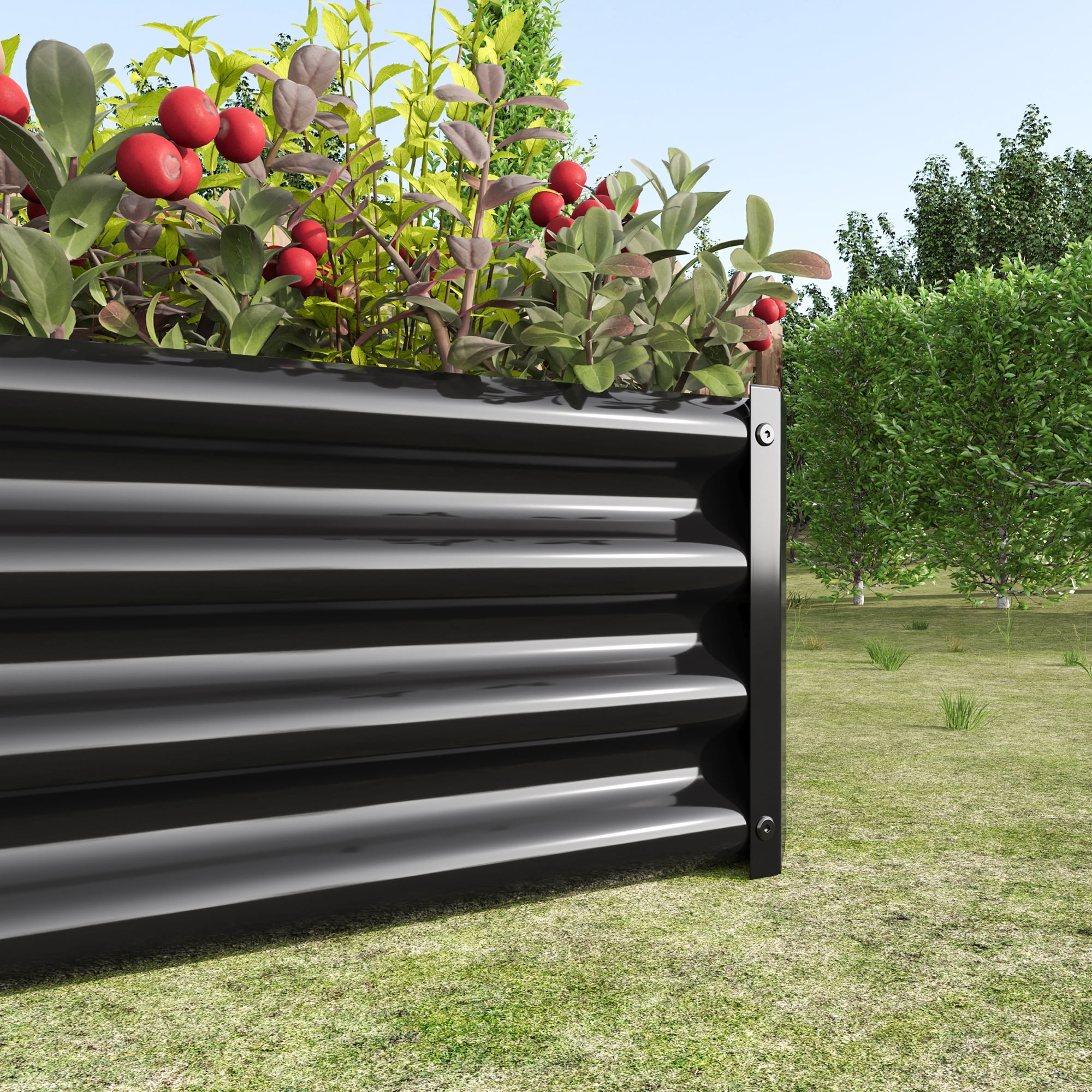 Jopath 2PCS Black Metal Raised Garden Bed, Rectangle Raised Planter for Flowers Plants Vegetables Herb 4x2x1Ft