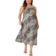 thumbnail image 2 of Vestido de verano sin mangas de talla grande para mujer Agnes Orinda, tirantes de espagueti, sin espalda, patrón casual, vestido maxi 3X verde marrón, 2 of 6
