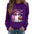 thumbnail image 4 of YVNAURA Cute Fall Oversized Halloween Sweatshirt for Women Graphic Long Sleeve Crewneck Pullover Funny Loose Fit Spooky Season Top Casual 1 Pack, Purple,XXL, 4 of 5