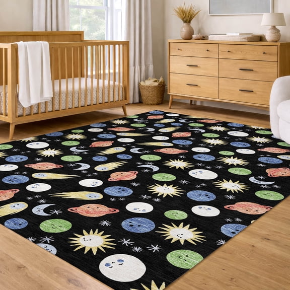 Addison Rugs Chantille Indoor/Outdoor Transitional Kids Black Machine Washable Rectangle Rug, 10' x 14'