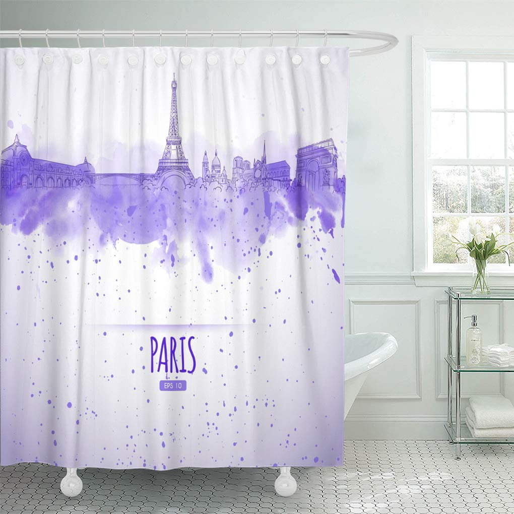 KSADK Purple France Sights of Paris in The Style Sketch and Watercolor