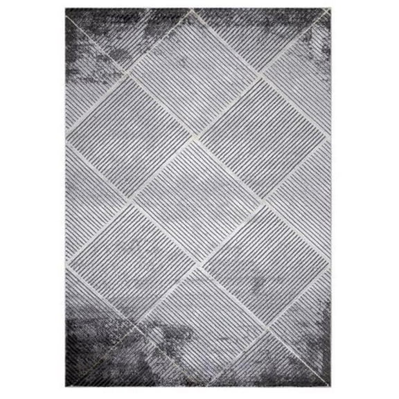 Concard Global Trading 80438 9 x 13 ft. Matrix Geometric Area Rug, Gray
