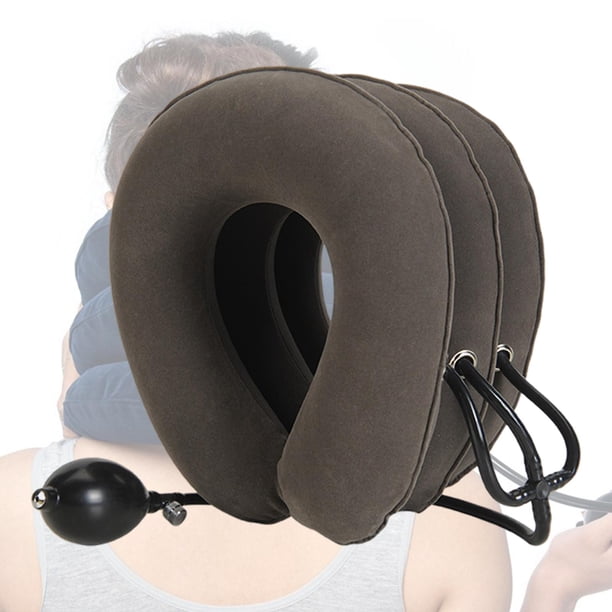 Dispositivo de cuello perfecl estirador inflable de corrección de la postura color gris