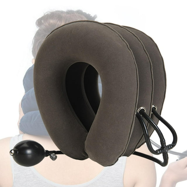 Dispositivo de cuello perfecl estirador inflable de corrección de la postura color gris