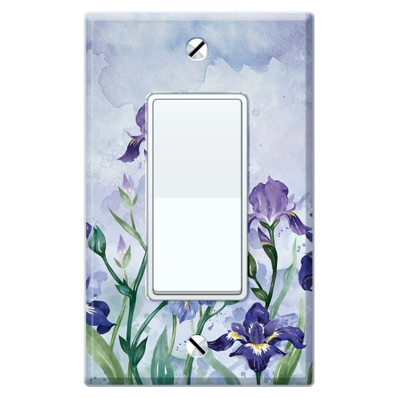 WIRESTER 1-Gang Decorator Light Switch Plate/Wall Plate Cover, Irises Flowers