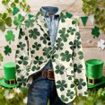 thumbnail image 5 of BLTIBY Men's St. Patrick's Day Corduroy Blazer Shamrock Jacket Button Loose Work Lapel Coat with Pockets Green 8 4XL, 5 of 5