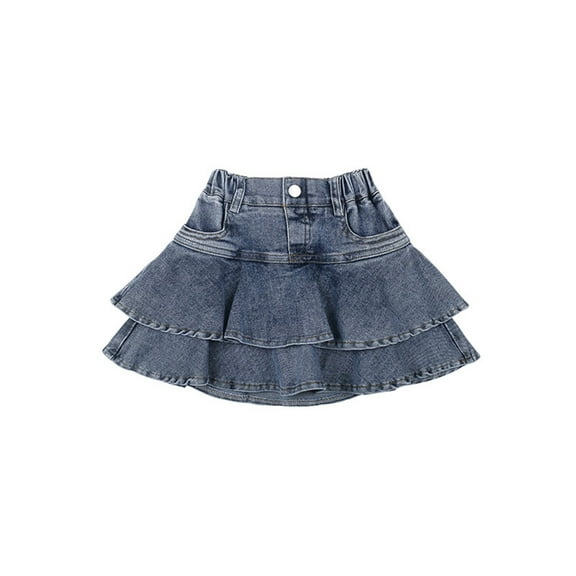 Little Girl's Denim Skirts Mini Flared Pleated Toddler Jean Skorts With Shorts Underneath Toddler Girl 4t Dress up Dresses for Toddlers