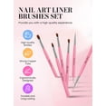 thumbnail image 2 of MelodySusie 6Pcs Nail Art Brush Set, Professional Painting Tools with Liner Flat Angled Gel Carved Brushes and Dotting Pen for Home and Salon, Pink, 2 of 9