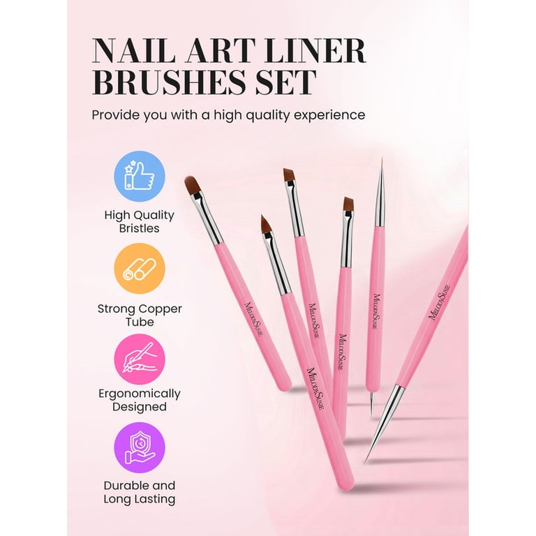 MelodySusie, Nail Art Brush Set, Pink, Professional Painting Tools