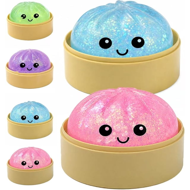 Pelotas antiestrés squishy ltrueona Dumplings con glitter, 2 piezas
