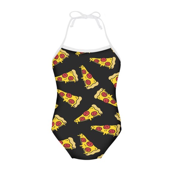 SEANATIVE Lace Up One Piece Bathing Suit Size 1-2 Years Quick Dry Beach Swimwear for Vacation Casual Pizza Print Kids Swimsuit Cover Up Girls