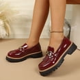thumbnail image 6 of Black Platform Loafers for Women - Women's Slip-On Faux Leather Loafers, Chunky Comfort Shoes for Work & Dressy Occasions Size 36-43 Wine, 6 of 6