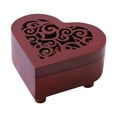 thumbnail image 1 of Caja musical multifuncional con forma de corazón, hueca y decorativa con motivos florales para aniversarios. Marrón, 1 of 9