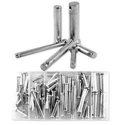 Clevis Pin Assortment - 60 Piece Steel Loose Metal Clevis Pin with Head Assortment Set Tool Kit