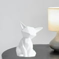thumbnail image 3 of Matt Ceramic Fox Figurine Desktop Sculpture Craft Home Decoration White S, 3 of 9