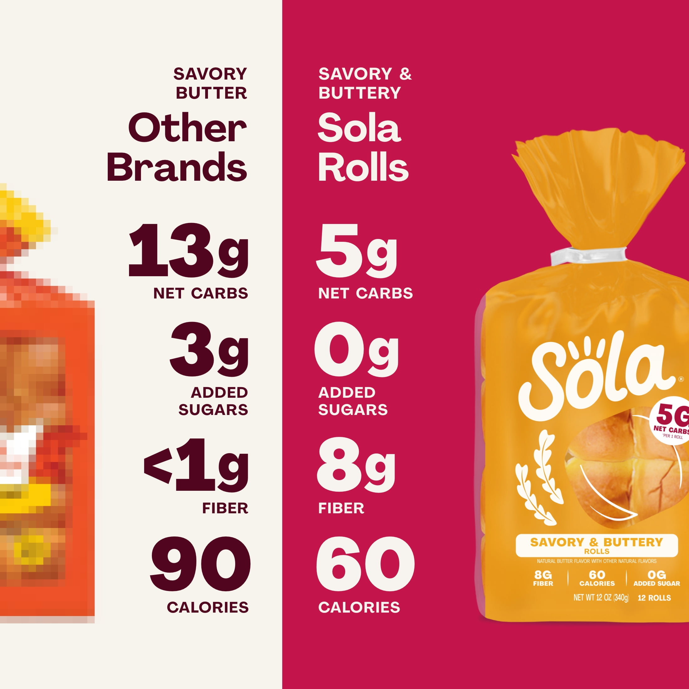 Sola Savory & Buttery Rolls, 12 Count
